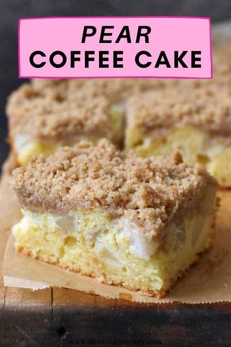 Desserts With Pears, Pear Coffee Cake Recipe, Pear Coffee Cake, Spiced Pears, Cinnamon Streusel Coffee Cake, Crumb Coffee Cakes, Coffee Cake Recipes Easy, Streusel Cake, Pear Crumble