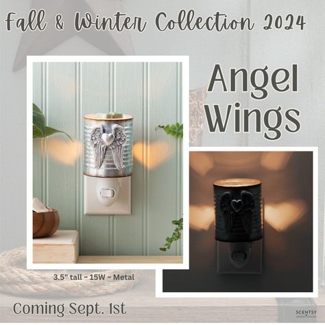 Angel Wings - loving this new mini that matches the full size warmer. Link to Order https://aleshasingleton.scentsy.us/product/search?query=angel+Wings Scentsy Catalog, Scentsy Fall, Scentsy Bars, Electric Candle Warmers, Wickless Candles, Laundry Products, Fall Winter 2024, Wax Warmers, Fragrance Wax