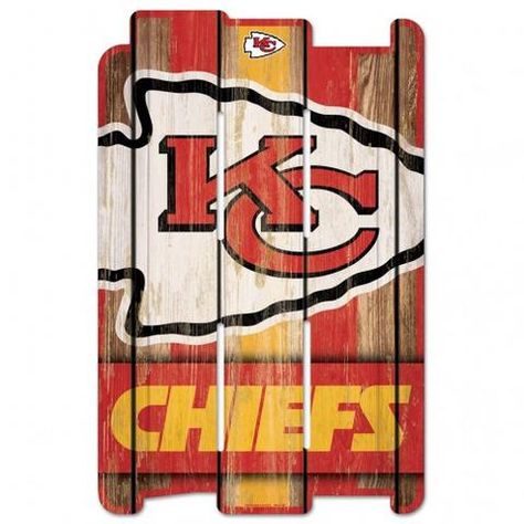 Kansas City Chiefs Sign 11x17 Wood Fence Style #KansasCityChiefs Chiefs Sign, Kansas City Chiefs Craft, Chiefs Crafts, Fence Signs, Kansas Chiefs, Wood Fence Design, Fence Styles, Nfl Kansas City Chiefs, Chiefs Football