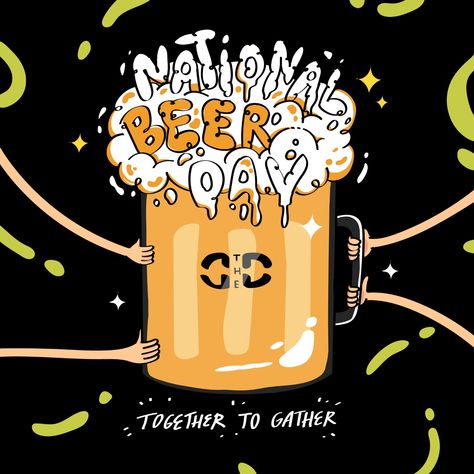 handmade ilustration showcasing a beer and do the dont logo, celebrating national beer day National Beer Day, Beer Day, Good Times, Beer, Bring It On, Let It Be, Glass