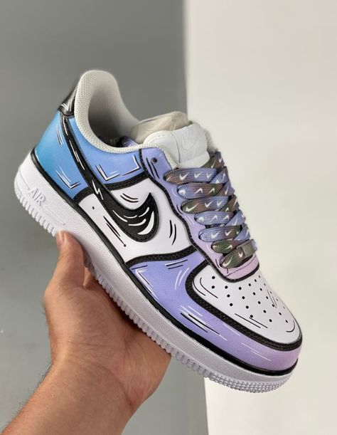 Cool Shoes For Men, Sneakers Cartoon, Trending Shoes For Men, Shoes Af1, Shoe Artwork, Custom Sneakers Diy, Cool Sneakers, Nike Air Force 1 Custom, Cool Shoes