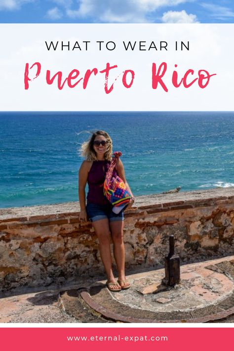 The ultimate packing list for Puerto Rico. This guide for what to wear in Puerto Rico covers all types of activities, including lounging on the beach, hiking in the jungle as well as exploring the beautiful city of San Juan and so much more. You'll be ready for any situation thanks to this Puerto Rico packing guide. Puerto Rico Outfits Night, Puerto Rico Outfits What To Wear Vacation, Puerto Rico Outfits Women, Puerto Rico Style Outfits, Clothes For Puerto Rico, Puerto Rico Trip Outfits, Old San Juan Puerto Rico Outfit, Packing For Puerto Rico, What To Wear In Puerto Rico