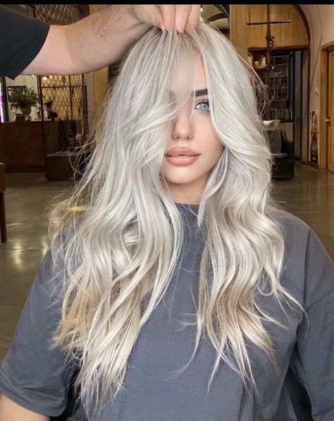 Platimun Blonde Hair, Blonde Silver Hair, Dirty Blonde Hair Color Ideas, Ash Blonde Hair Balayage, Ice Blonde Hair, Hair Pale Skin, Dark Eyebrows, Short Hair Highlights, Silver Blonde Hair