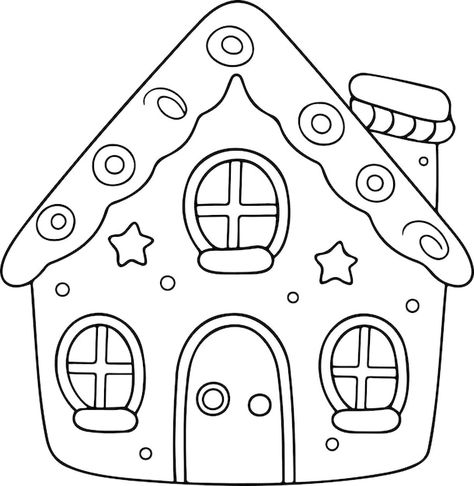 Gingerbread house vector illustration bl... | Premium Vector #Freepik #vector #book-drawing #colouring #colouring-book #book-page Christmas Coloring Pages Bold And Easy, Ginger Bread House Drawing Simple, Gingerbread House Blueprints, Gingerbread Houses Drawing, How To Draw A Gingerbread House, Build A Gingerbread Man Printable, Gingerbread House Outline, Gingerbread House Drawings, Gingerbread House Drawing Easy