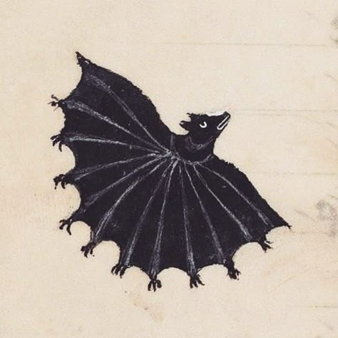 A hand-some medieval bat | The Museum of Ridiculously Interesting Things A Drawing, A Black, Bat, France, Wall, Black, Art