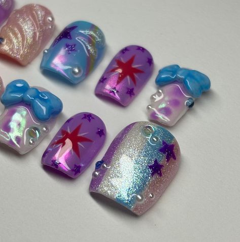 a custom twilight sparkle set!! 💜✨ i wanted to try more techniques ive never done before!! i also got this new chrome in and it fit the theme perfectly! i love how this set turned out 🫶 if you are interested in a custom set feel free to DM me!! #nails #nailsnailsnails #nailsart #nailaddict #naildesigns #nailartist #pressons #pressonnails #gelnails #3dnails #explorepage Twilight Sparkle Nails, Sparkle Nails, Twilight Sparkle, 3d Nails, Nail Artist, Dm Me, Press On Nails, Instagram A, Gel Nails