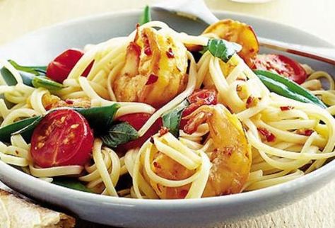 Good food  | Good Food Restaurant Reviews, Leeds, United Kingdom - TripAdvisor Prawn Linguine Recipe, Chilli Prawn Linguine, Prawn Linguine, Chilli Prawns, Resep Pasta, Linguine Recipes, Prawn Recipes, Healthy Pasta, Bbc Good Food