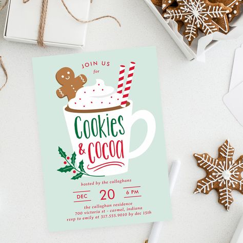 Boutique Cookies, Berry Berry, Cocoa Christmas, Modern Stationery, Christmas Party Invitation, Holiday Party Invitations, Christmas Party Invitations, Gift Boutique, Host A Party