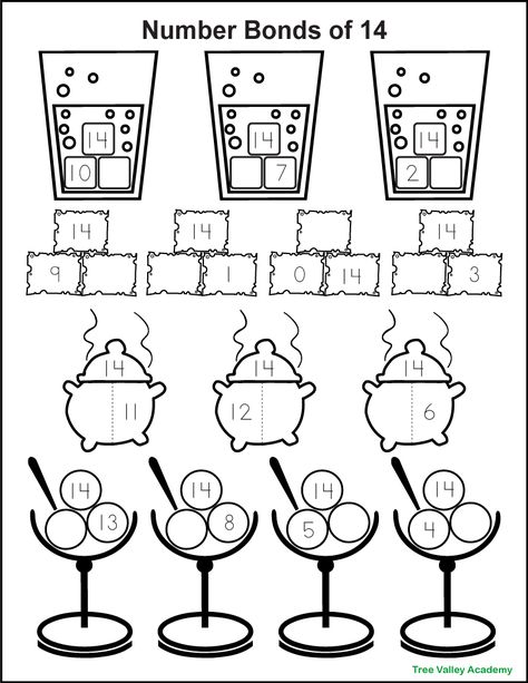 Fill In The Missing Numbers, Number Bonds Worksheets, Free Printable Numbers, Kitchen Theme, Number Bonds, 1st Grade Math Worksheets, Missing Numbers, Free Math Worksheets, Money Challenge