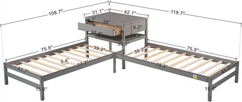 Two Twin Bed Configuration, Twin Bed Dimensions, L Shaped Twin Beds Ideas Diy, Twin Beds In L Shape, Twin Beds L Shape Layout, L Shaped Twin Beds Ideas, L Shape Twin Beds Ideas, Boys Sharing Bedroom Ideas, L Shaped Twin Beds