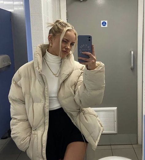 Cream & brown are THE colors to be wearing this fall. Check out this puffer jacket outfit for inspiration! Puffer Jacket, A Woman, Puffer, Cream, On Instagram, Instagram, Black