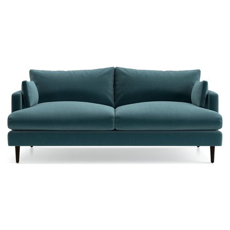 Monahan Apartment Sofa + Reviews | Crate and Barrel Blue Velvet Sofa, Apartment Sofa, Sofa Review, Comfortable Sofa, Velvet Sofa, Blue Velvet, Crate And Barrel, Love Seat, Sectional