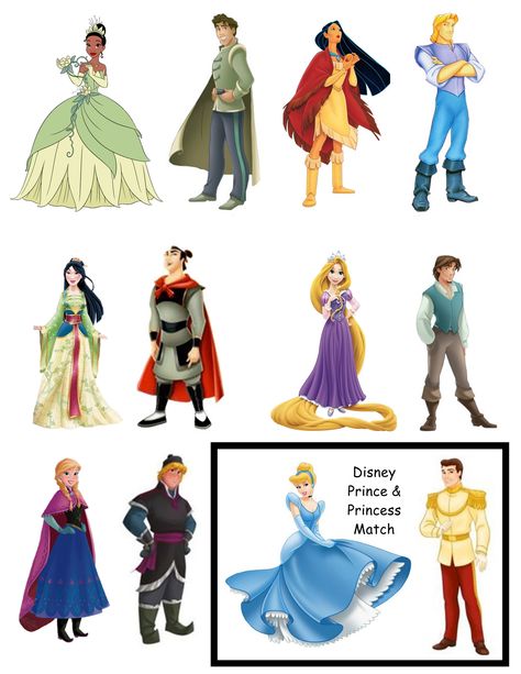 Disney Prince and Princess Match 1/2 Disney Prince And Princess Party, Flamingo Craft, Disney Prince, Halloween Disney, Disney Princes, Birthday Stuff, Disney Magic Kingdom, Cute Box, Theme Halloween