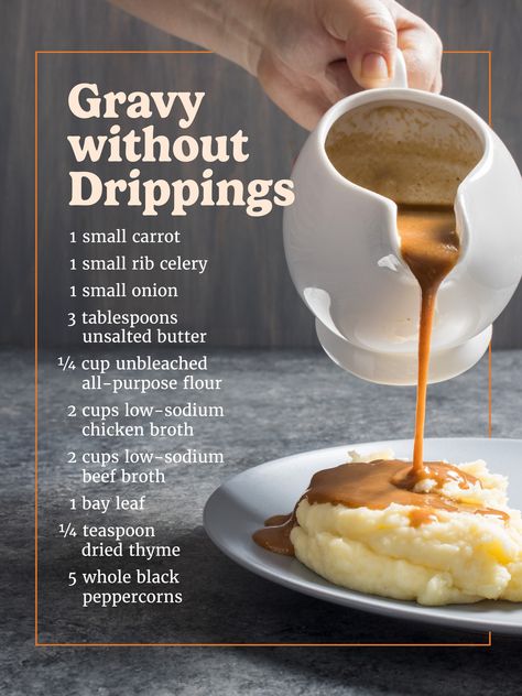 Cook's Country - We show you the way to make a great gravy... Make Ahead Gravy Thanksgiving, Basic Gravy Recipe, Turkey Gravy Without Drippings, Gravy Thanksgiving, Gravy Without Drippings, Make Ahead Gravy, Bouillon Recipe, Making Turkey Gravy, Thanksgiving Spread