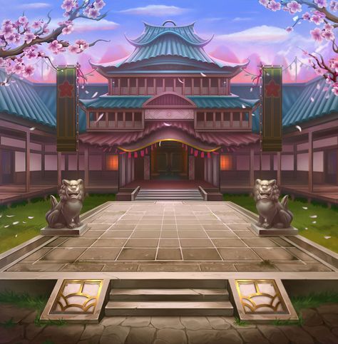 Two backgrounds for the Path of Gangster slot game created by Inkration Studio. Background Slot Game, Samurai Background, Slot Game Background, Slot Background, Background Slot, Japan Background, Chinese Gate, Environment Study, Samurai Games