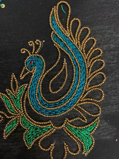 Aari Work Motives, Aari Work Pattern Drawing, Sequence Work Embroidery Motifs, Beeds Work Aari Design Simple, Zarthosi Aari Work Blouse, Motif Design Aari Work, Flat Loading Stitch Design In Aari, Simple Peacock Blouse Designs, Aari Work Embroidery Design