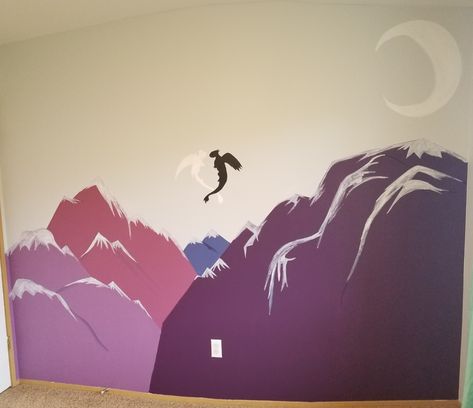 How To Train Your Dragon Room, How To Train Your Dragon Bedroom, How To Train Your Dragon Nursery, Dragon Wall Mural, Disney Baby Rooms, Shared Girls Room, Dragon Nursery, Dragon Wall, Baby Rooms