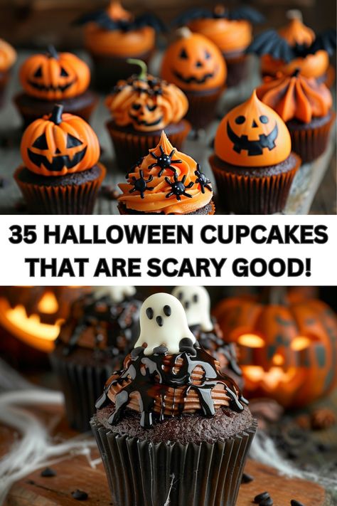 These 35 Halloween cupcakes are scary good! You and your family will love them! A great fall recipe! Easy Halloween Cupcake Ideas, Cute Cupcake Ideas, Halloween Cupcake Ideas, Fall Appetizers, Cute Cupcake, Fall Soup Recipes, Halloween Cupcake, Fall Recipe, Autumn Salad