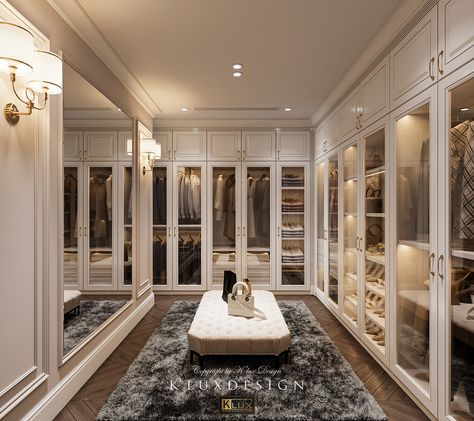 APARTMENT NEO CLASSIC - HA NOI on Behance Walk In Wardrobe Ideas Master Bedrooms, Dressing Design, Aesthetic Interior Design, Dream Closet Design, Walk In Closet Design, Luxury Closets Design, Closet Decor, Wardrobe Design Bedroom, Dream House Rooms