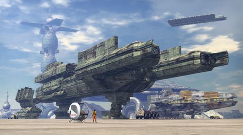 Space Port, Luca Oleastri on ArtStation at https://www.artstation.com/artwork/ow8mJ?utm_campaign=digest&utm_medium=email&utm_source=email_digest_mailer Spaceship Illustration, Si Fi, Sci Fi Tech, Science Fiction Artwork, Future Transportation, Future Days, Sci Fi Spaceships, Space Stuff, Sci Fi Ships