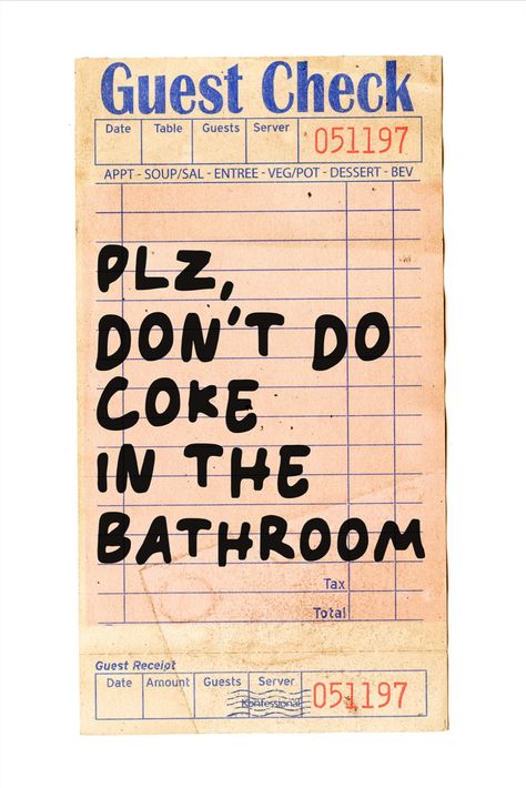 Trendy Guest Check Wall Art Prints featuring funny quotes such as ❤️‍🔥PLEASE DON'T DO COKE IN THE BATHROOM❤️‍🔥 and other. 
#homedecor #wallartideas #wallartdecor #wallartprints #printablewallart #printable #coolwallart #trendywallart #posterart #posterprint
#barcartart #barcartdecor #barcartideas #walldecor #barcartquotes  #barcartposter #cocktailsaesthetic #cocktailsart #cocktailsrecipesart #guestcheck #guestcheckprint #pleasedontdocokeinthebathroom Trendy Posters For Room Printable, Funny Room Posters, Funny Bathroom Posters, Bathroom Posters Printable, Aesthetic Bathroom Posters, Vogue Bathroom, Wall Prints Funny, Please Don’t Do Coke In The Bathroom Wallpaper, Dont Do Coke In The Bathroom Signs