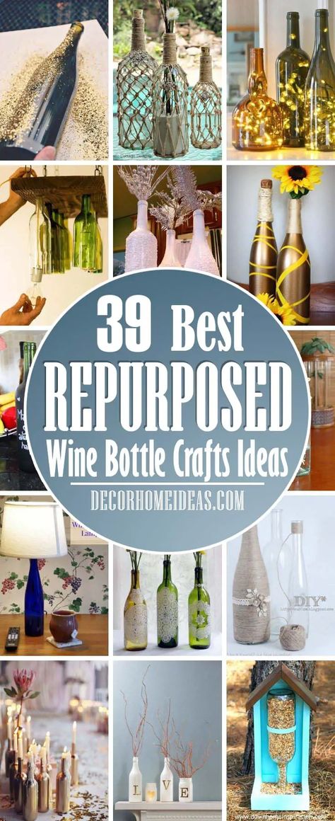 Empty Wine Bottle Crafts, Wine Bottle Upcycle, Diy Wine Bottle Crafts, Glass Bottle Diy Projects, Upcycle Bottles, Beer Bottle Crafts, Alcohol Bottle Crafts, Diy Wine Bottle, Clear Wine Bottle