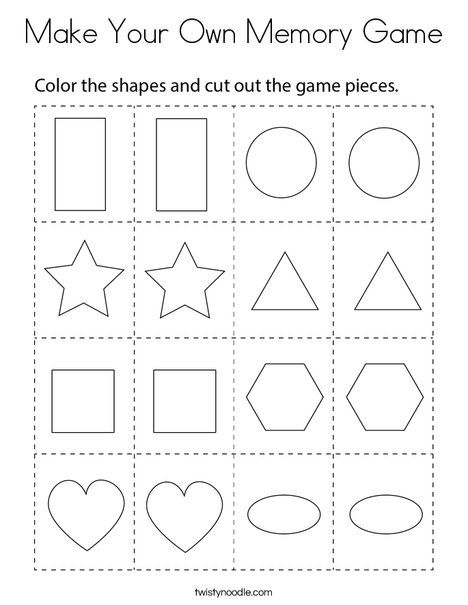 Shape Memory Game, Memory Games For Preschoolers, Memory Games For Kids Printable, Printable Memory Game, Preschool Curriculum Themes, Memory Diy, Shape Matching Game, Memory Activities, Make Your Own Game