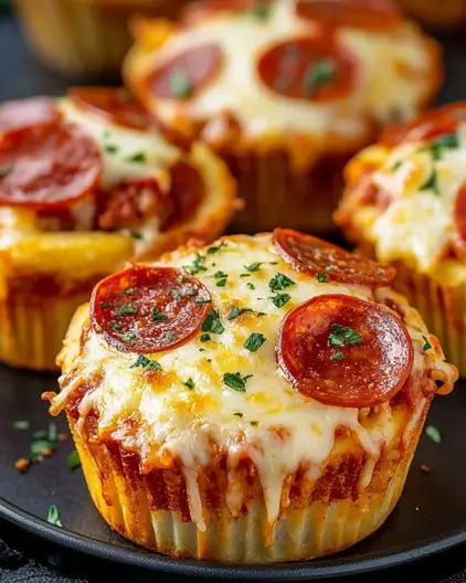 Deep Dish Pizza Cupcakes - Savory Mini Pizza Bites - optimal recipes Pizza Cupcake, Mini Pizza Bites, Pizza Cupcakes, Pizza Cups, Deep Dish Pizza Recipe, Cheese Twists, Chicago Deep Dish Pizza, Wheat Pizza Dough, Craving Pizza