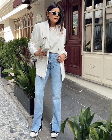 White Blazer Outfits, Look Zara, Look Office, Outfit For Women, Looks Street Style, Autumn Outfits, Street Style Trends, Street Style Paris, Blazer Outfits