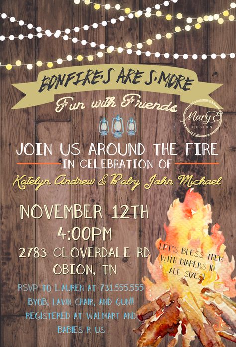 Bonfire Baby Shower Ideas, Bone Fire, October Baby Showers, Backyard Bonfire, Winter Wonderland Baby Shower, October Baby, Coed Baby Shower, Lawn Chairs, Baby Walker