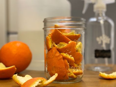 DIY Orange Peel Vinegar Cleaner • The Crunchy Ginger Orange Peel Cleaner, Orange Peel Vinegar, How To Make Vinegar, Vinegar Cleaner, How To Make Orange, Homemade Cleaning Solutions, Vinegar Cleaning, Natural Cleaners, Diy Cleaners