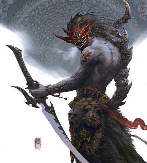 Fantasy Demigod Art, Oni Maske, Ronin Samurai, Samurai Artwork, 다크 판타지, Monster Concept Art, Samurai Art, 캐릭터 드로잉, Fantasy Monster