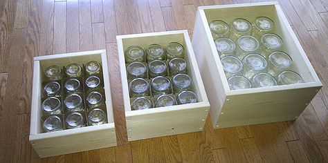 Canning Jar Storage, Diy Canning, Canning Kitchen, Diy Wooden Crate, Mason Jar Storage, Canning Food Preservation, Canned Food Storage, Canning Supplies, Canning Tips