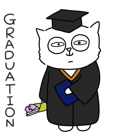 GRADUATION CAT 1 /happy cat /Simple / Point in the space Graduation Cat Drawing, Cat Simple, Long T, Long T Shirt, Happy Cat, Long Tshirt, Cat Drawing, White Cat, The Space