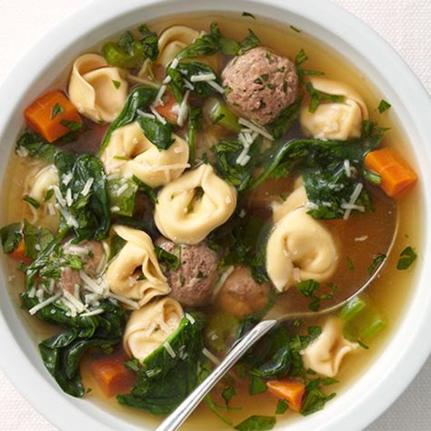 Meatball Tortellini, Meatball Tortellini Soup, Wedding Soup, Meatball Soup, Tortellini Soup, Bowl Of Soup, Hearty Soups, Italian Wedding, Quesadillas