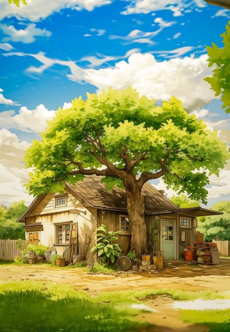 Anime Animation, Nature Picture, Top Anime, Cottage Art, 수채화 그림, Fantasy Places, Nature Art Painting, Beautiful Landscape Wallpaper, Beautiful Places Nature