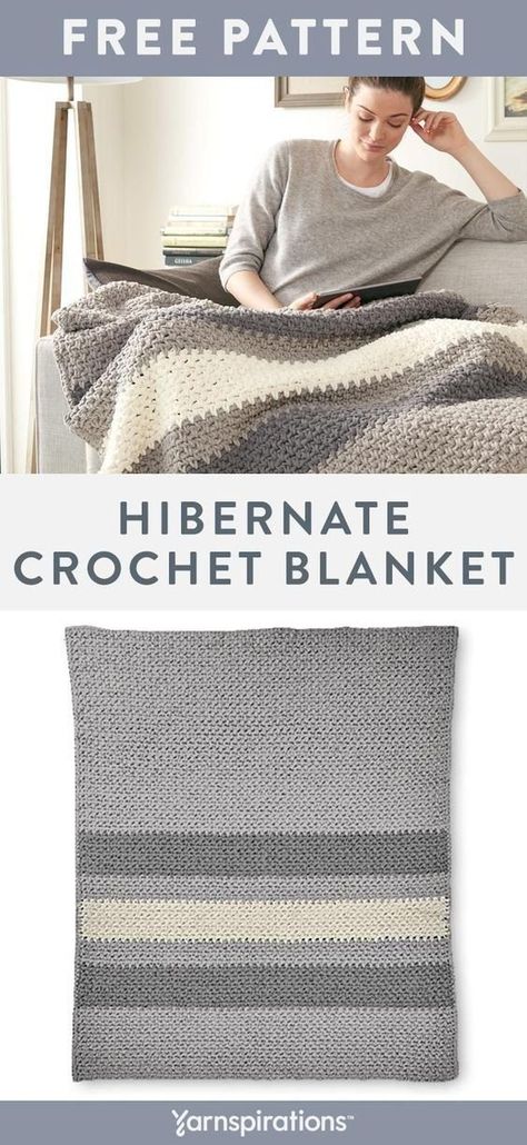 Hibernate Crochet Blanket | Made with Bernat Blanket Yarn | #Yarnspirations #Bernat #BernatBlanket #FreeCrochetPattern #CrochetBlanket Crochet Blanket Patterns Bernat, Quilts Crochet, Bernat Blanket Patterns, Crocheting Tips, Quick Crochet Blanket, Chunky Crochet Blanket Pattern, Crochet Throw Pattern, Bernat Yarn, Chunky Crochet Blanket