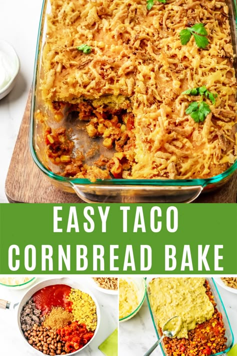 Taco Casserole Bake Pioneer Woman, Cornbread Chicken Taco Bake, Taco Casserole Bake Cornbread, Easy Cornbread Taco Bake, Taco Bake With Cornbread, Taco Casserole With Cornbread, Taco Casserole Bake With Cornbread, Taco Bake Casserole With Cornbread, Cornbread Taco Bake Jiffy