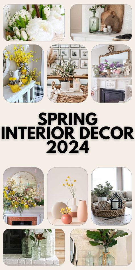 2024 Spring Decor Trends: Modern Home Design & Floral Inspiration Anthropologie Mantle Decor, Eclectic Spring Decor, Spring Summer 2024 Home Decor, Spring Modern Decor, 2024 Plant Trends, Spring Summer Mantle Decor, Diy Spring Home Decor Ideas, Spring Bookshelf Decor, Modern Spring Decor Living Room