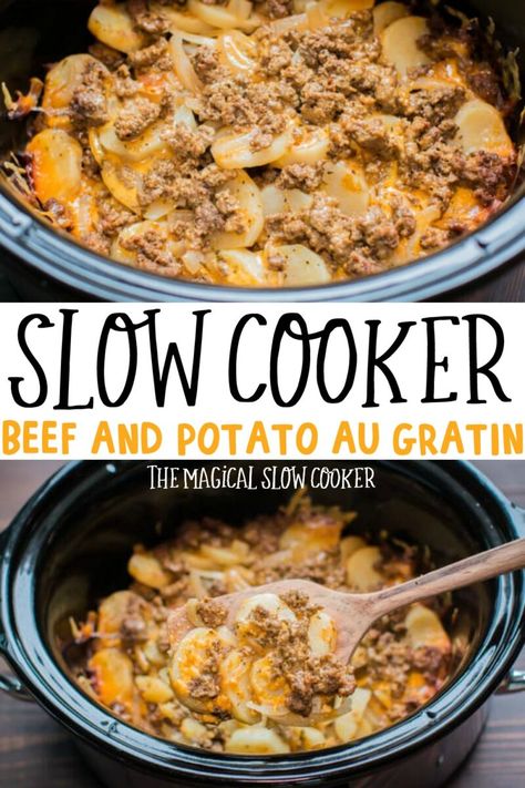 Chop Meat Crockpot Recipes, Slow Cooker Recipe With Potatoes, All Day Crockpot Recipes Dinners, Ground Beef Recipes In The Crockpot, Hamburger Potato Crockpot, Crockpot Hamburger And Potato Recipes, Command Cooking Recipes, Ground Hamburger Crockpot Recipes, Crockpot Hamburger Recipes Ground Beef