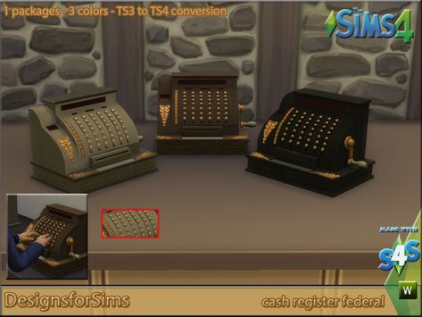 TS3 To TS4 Conversion – cash register federal by kyta1702/designsforsims Ts4 Conversion, Ts3 To Ts4, Sims 4 Game Packs, Vintage Cash Register, Sims Memes, Sims 4 Decades Challenge, Sims 4 Family, Sims 4 Cc Folder, Cash Register