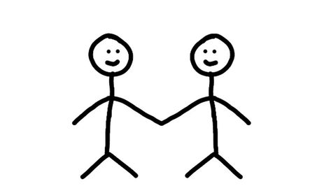 Stick Figure Tattoo, Friends Holding Hands, Holding Hands Drawing, Stick Men Drawings, People Holding Hands, Man Hug, Hand Emoji, Hands Drawing, Stick Drawings