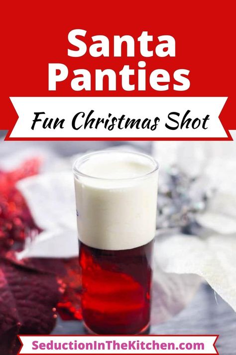 Looking for a fun holiday drink to make? Santa Panties is fun Christmas shot. These layered shots will be the signature drink of your holiday party. This rumchata shot recipe are fun shots to make!| SeductionInTheKitchen.com #santapanties #christmas #christmascocktail #cocktailshot #holidayparty #holidayrecipe #recipes #cocktail #drink Rosemary Plant Indoors, Christmas Shots Alcohol, Shots To Make, Fun Holiday Drinks, Layered Shots, Shots Alcohol Recipes, Christmas Drinks Alcohol Recipes, Xmas Drinks, Christmas Drinks Recipes