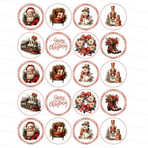 Christmas Cake Toppers Printable, Merry Christmas Cake Topper Printable, Christmas Cupcake Toppers Printable, Christmas Toppers Printable, Cupcake Toppers Template, Christmas Cupcakes Decoration, Christmas Cupcake Toppers, Vintage Cupcake, Christmas Cupcake