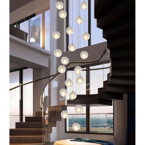 Everly Quinn Dhamala 20-Light Crystal Bubble Globe Chandelier Black Finished | Wayfair Foyer Lighting High Ceiling, Large Foyer Chandelier, Bling Chandelier, Entry Chandelier, Chandeliers For Living Room, Contemporary Crystal Chandelier, Entryway Chandelier, High Ceiling Living Room, Orb Light