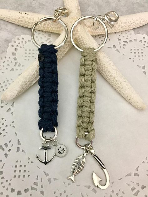 Diy Mens Keychain Ideas, Diy Keychains For Men, Crochet Keychain For Men, Keychain With Beads, Rope Bracelets Diy, Boho Tassel Keychain, Fishing Keychain, Nautical Keychain, Rope Keychain