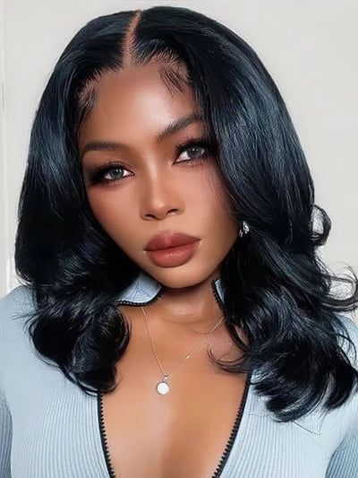 Glueless Wigs Human Hair Preplucked Body Wave Bob Wig Natural Color Density180 4x4 Pre Cut Lace Human Hair Wigs Natural Hairline Short Body Wave Bob, Short Body Wave, Body Wave Bob, Ponytail Hack, Lace Frontal Bob, Edgy Short Haircuts, Edgy Haircuts, Monofilament Wigs, Glueless Wigs