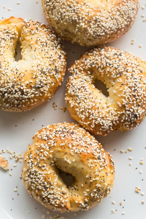 Foolproof 2 Ingredient Greek Yogurt Dough Bagels! Easy and delicious bagels made with pantry ingredients- You will NEVER buy bread again! Delicious, and ready in 30 minutes (from scratch!). Vegan, Gluten Free, Dairy Free options included. 2 Ingredient Bagels, Dairy Free Greek Yogurt, Bagel Recipe Easy, Vegan Bagel, Sesame Bagel, Bagels Recipe, Gluten Free Bagels, Homemade Bagels, Bagel Recipe