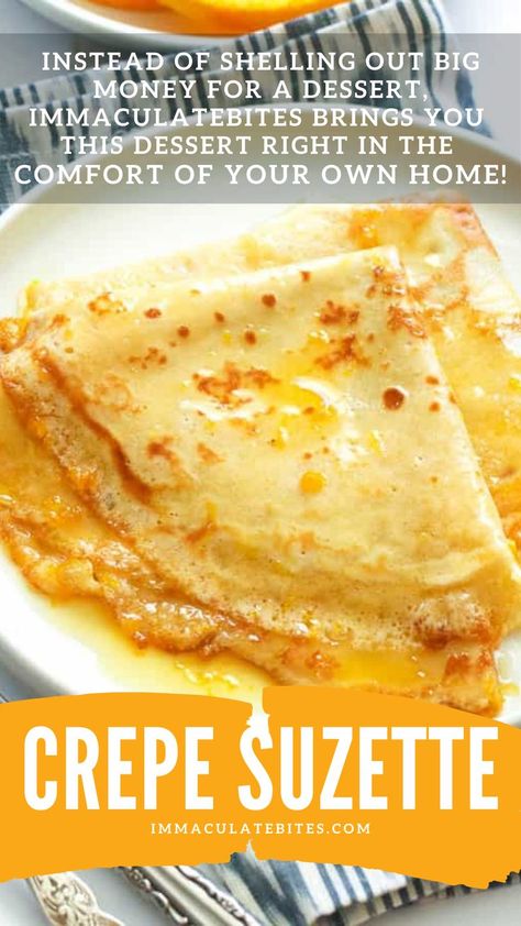 Crepe Suzette – warm pillowy soft crepes coated in a delicious orange-infused buttery syrup all made from scratch. A decadent French dessert for Crepe Day or all occasions! Enjoy this delicious crepe, whether as breakfast, lunch, dinner, snacks, desserts. Enjoy Crepe Day! February 2. 😉 Crapes Recipe Sweet, Orange Crepes Recipe, Bananas Foster Crepes, Savoury Crepes Recipe, Crepes Suzette Recipe, Japanese Crepes Recipe, Dinner Crepes Recipe, Crepe Filling Ideas Sweet, Sausage Crepes