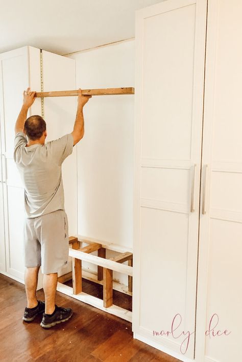 We recently did a complete mudroom makeover using an awesome IKEA hack! We are thrilled with how our budget-friendly mudroom makeover turned out. Subscribe to A Brick Home for more DIY & decorating ideas.   We actually started out with a completely bare wall and decided to make mudroom storage on the wall, since it sits right at our side entrance. Here's the before:   This room had been a lot of things, including an office and a playroom. We were never really satisfied with it and deci… Ikea Hack Side Table, Trofast Ikea, Mudroom Cabinets, Mudroom Makeover, Custom Bench Cushion, Diy Mudroom, Ikea Wardrobe, Ikea Pax Wardrobe, Built In Cabinet